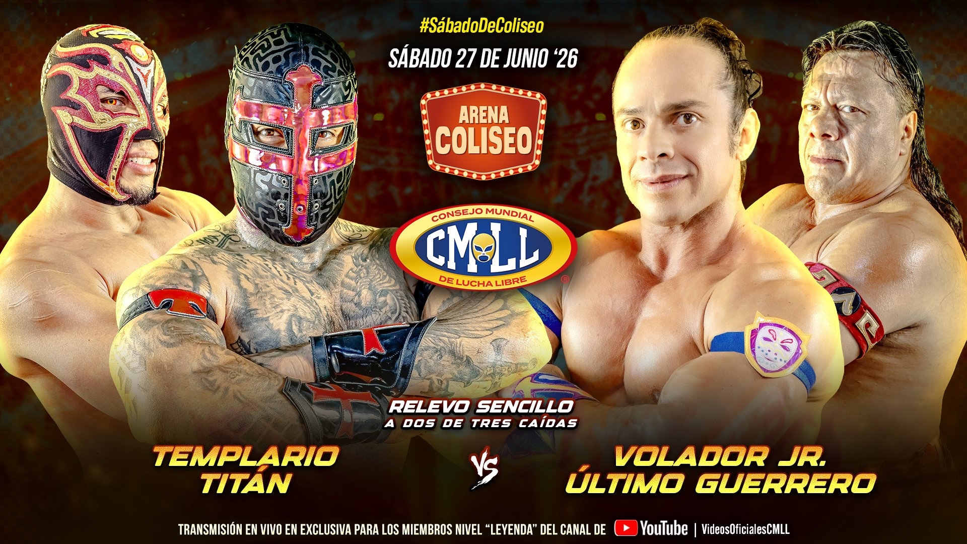 CMLL Sábado De Coliseo Results (6/27/2026): Templario & Titán vs. Volador Jr. & Último Guerrero, More