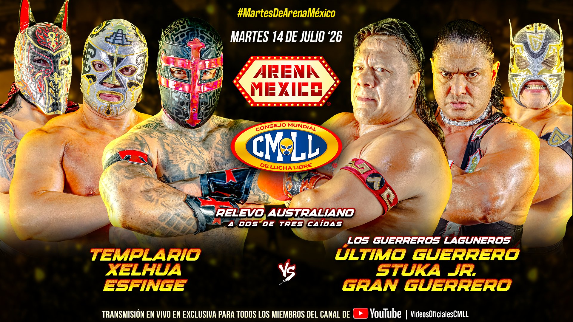 CMLL Martes de Arena México Results (7/14/2026)