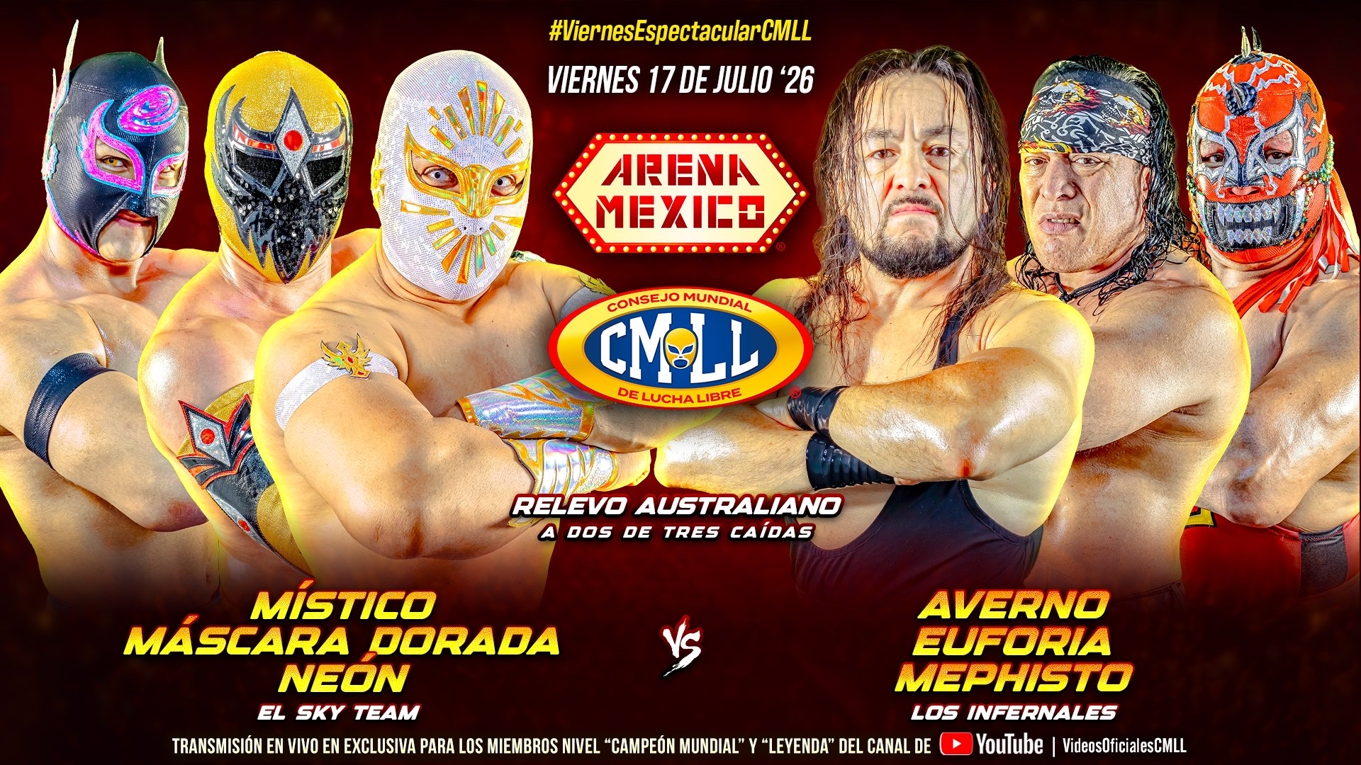 CMLL Viernes Espectacular Results (7/17/2026): Sky Team vs. Infernales, Templario vs. Ikuro Kwon For the MLW Middleweight Title, More