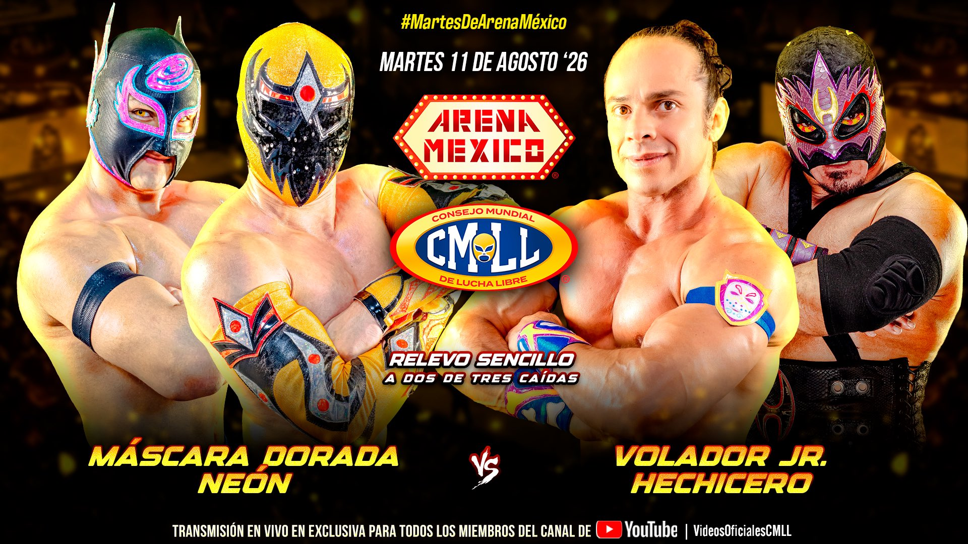 CMLL Martes de Arena Mexico Results (8/11/2026): Sky Team vs. Volador Jr. & Hechicero, Rugido Returns, More