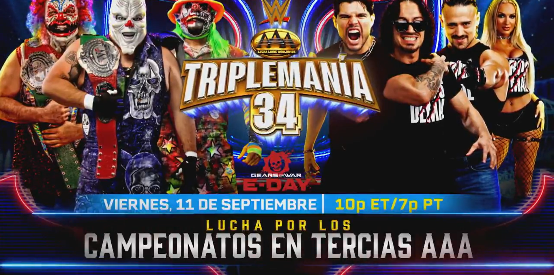 Psycho Circus Defending AAA World Trios Titles Against Perros del Mal At Triplemanía 34 In Las Vegas