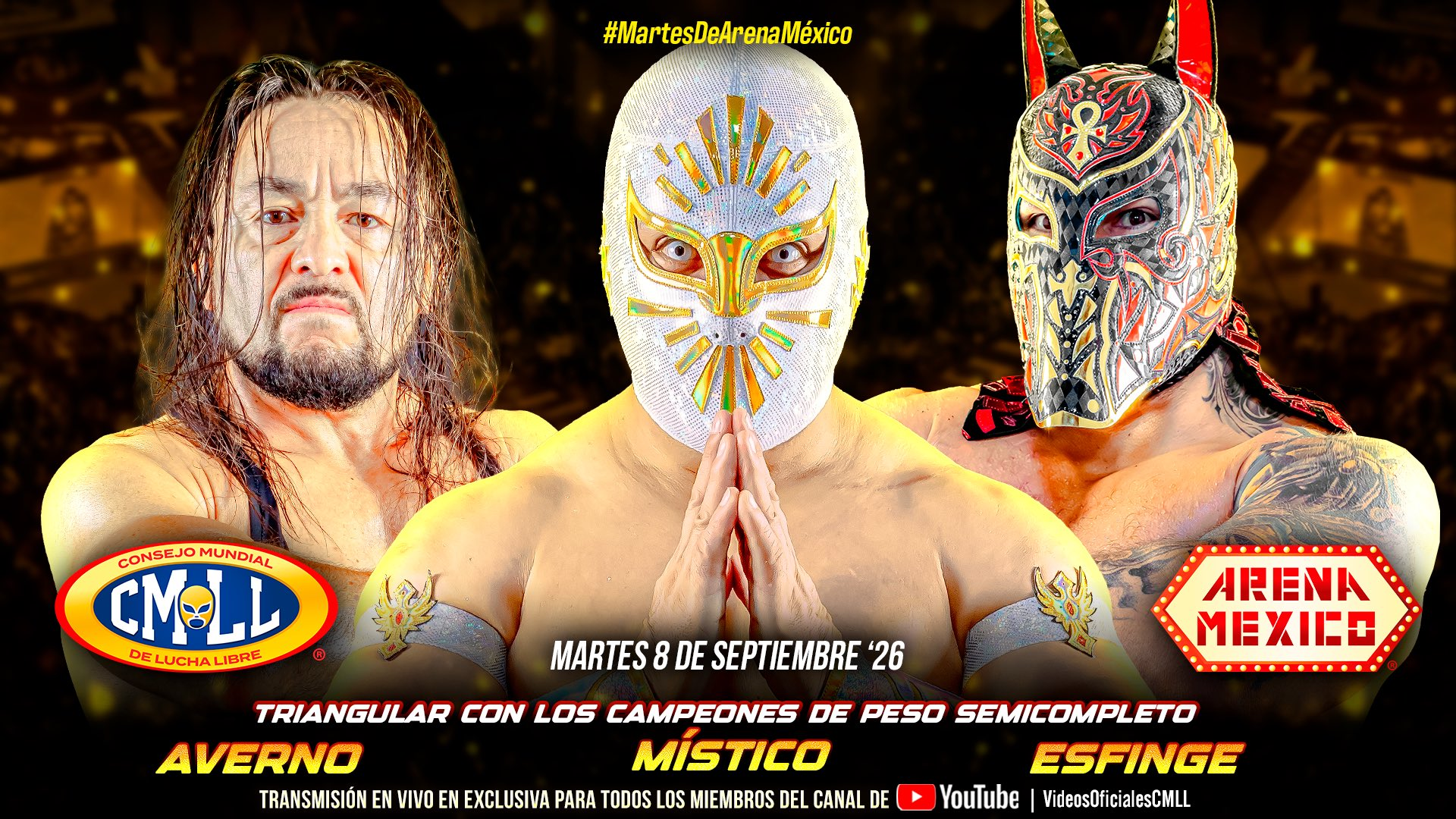 CMLL Martes de Arena México Results (9/8/2026)