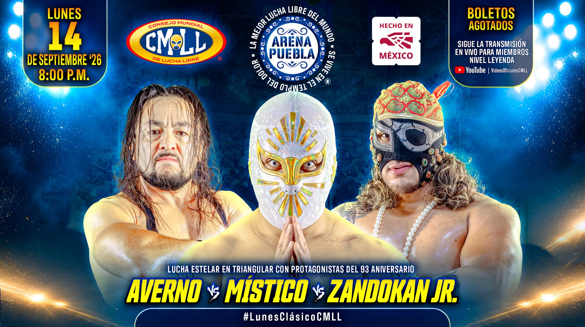 CMLL Lunes Clásico Results (9/14/2026): Averno vs. Místico vs. Zandokan Jr., TMDK, Hechicero, More