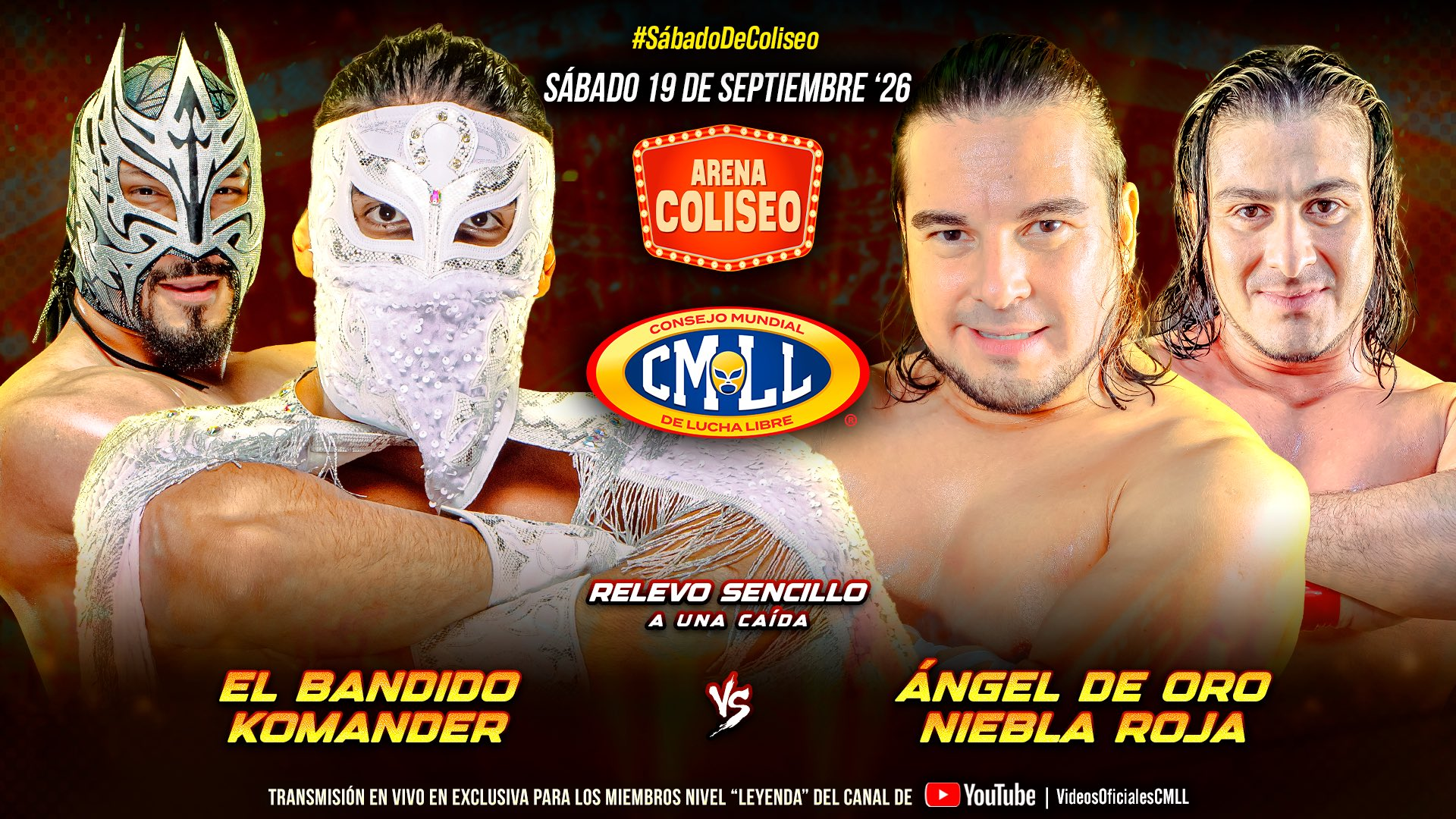 CMLL Sábado De Coliseo Results (9/19/2026): Bandido & Komander vs. Hermanos Chávez, More