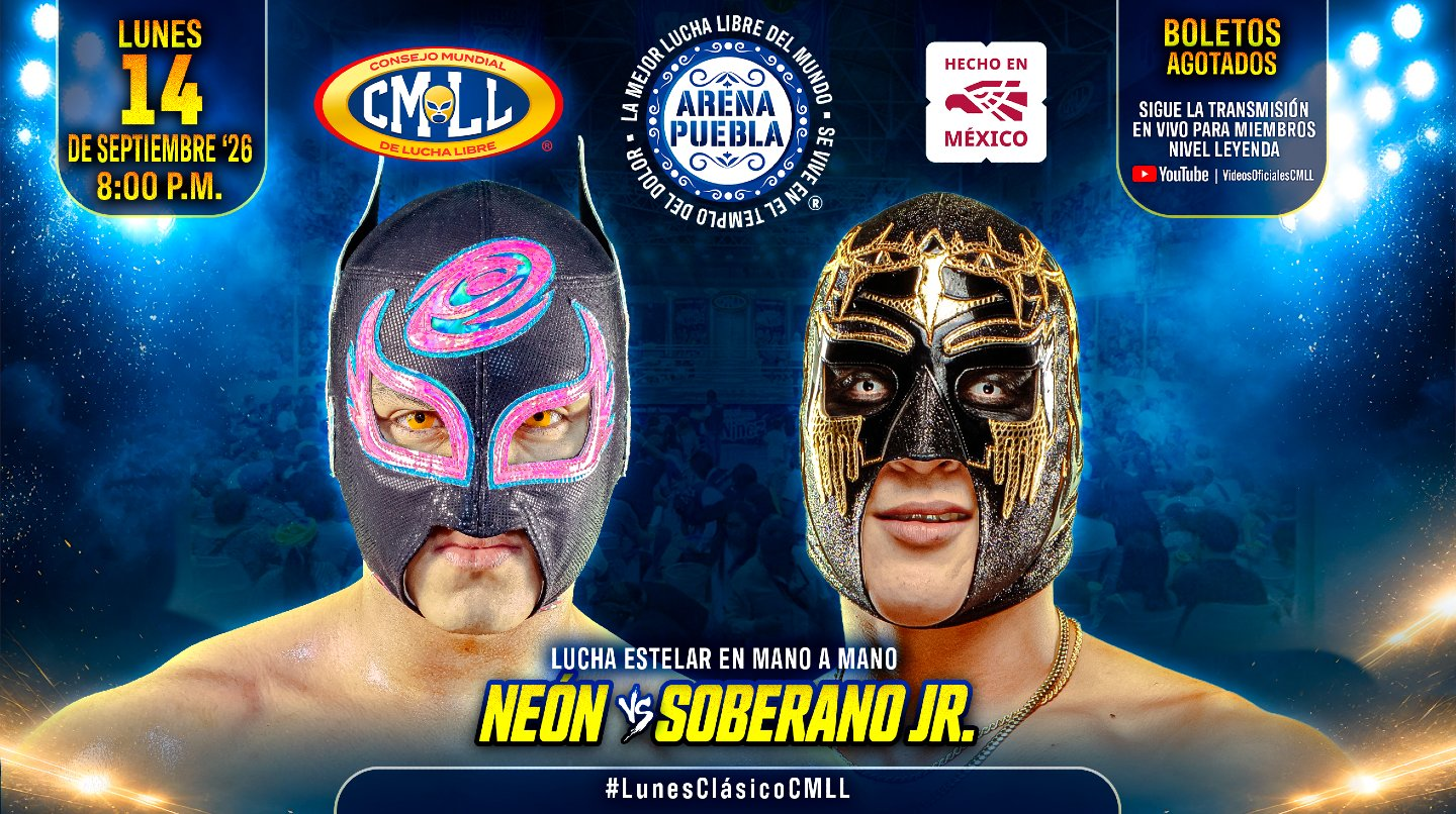 CMLL Lunes Clásico Results (9/14/2026): Neón vs. Soberano Jr., Galeón Fantasma, More
