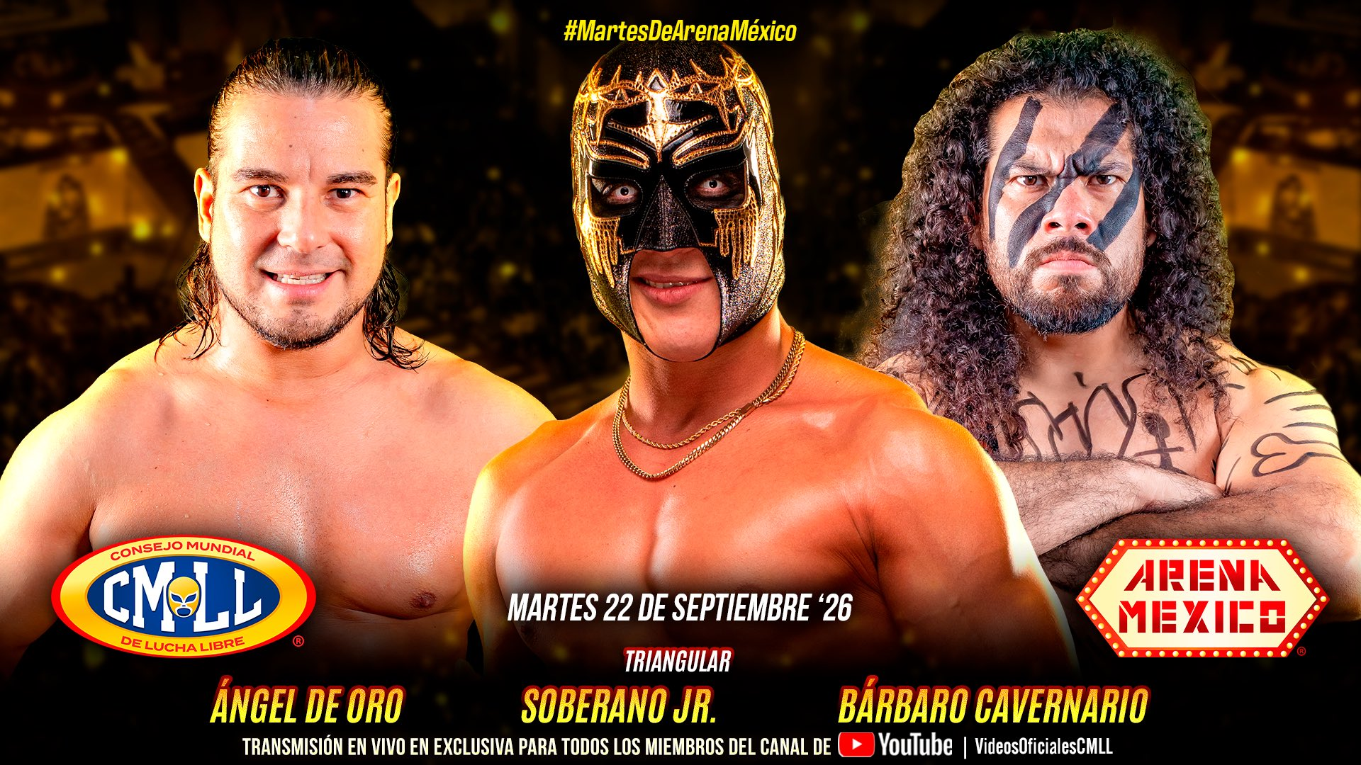 CMLL Martes de Arena Mexico Results (9/22/2026)