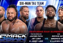 946 (Royce Keys, Bronco Nima and Lucien Price) vs. The Bloodline (Jacob Fatu, Jey Uso and Jimmy Uso) WWE SmackDown