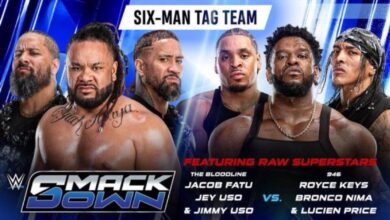 946 (Royce Keys, Bronco Nima and Lucien Price) vs. The Bloodline (Jacob Fatu, Jey Uso and Jimmy Uso) WWE SmackDown