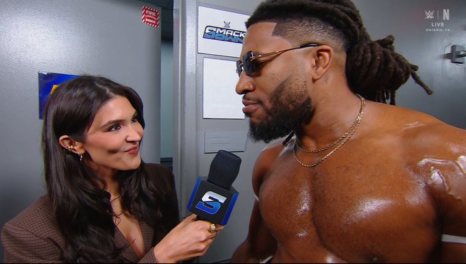 Trick Williams announcing WWE Championship match against Sami Zayn